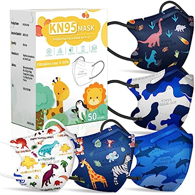 Kids KN95 Face Mask Disposable - Kid KN 95 Masks Children Small Size Breathable Boys Kids KN95 Mask Mascaras KN95 Para Niños 50 Pack