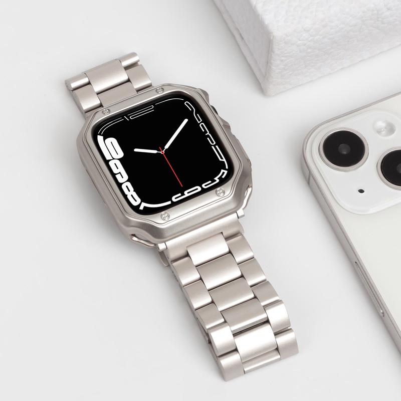 Luxury Strap + Case Compatible For Watch Strap Series 9 8 7 6 5 4 3 2 1,Watch SE,SE2, Ultra 2, Ultra Strap Stainless Steel Watch Strap Size 41mm 45mm 49mm 40mm 44mm Watch Case