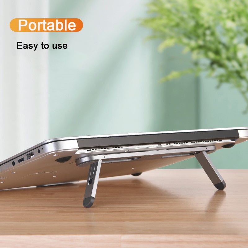 Portable Adjustable Black Notebook Foldable Cooling Stand / Ventilated Lift  Raise Computer Bracket / Laptop Desktop Increase Height